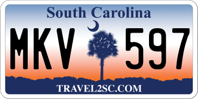 SC license plate MKV597