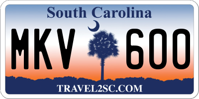 SC license plate MKV600