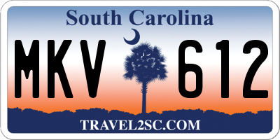 SC license plate MKV612