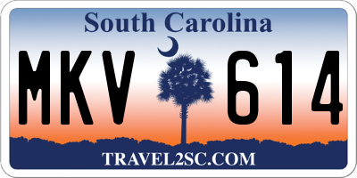 SC license plate MKV614