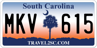 SC license plate MKV615