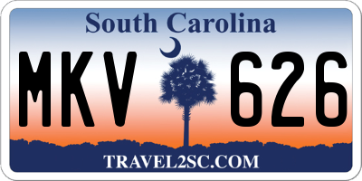 SC license plate MKV626