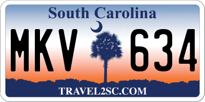 SC license plate MKV634
