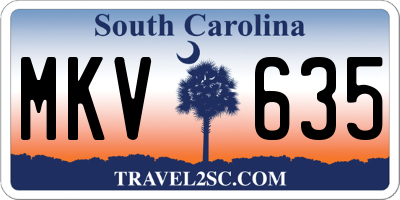 SC license plate MKV635