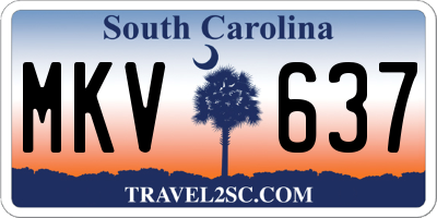 SC license plate MKV637