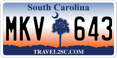 SC license plate MKV643