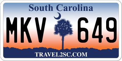 SC license plate MKV649