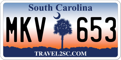 SC license plate MKV653