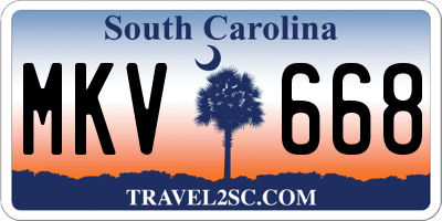 SC license plate MKV668