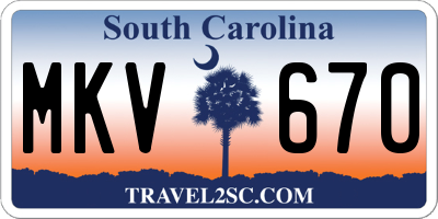 SC license plate MKV670