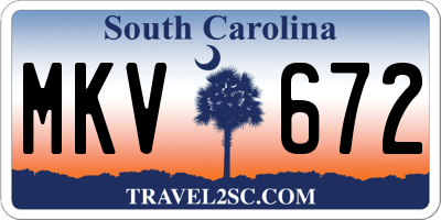 SC license plate MKV672