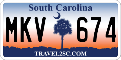 SC license plate MKV674