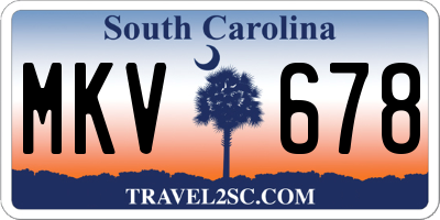 SC license plate MKV678