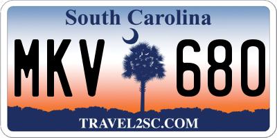 SC license plate MKV680