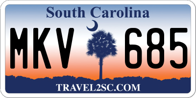 SC license plate MKV685
