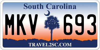SC license plate MKV693