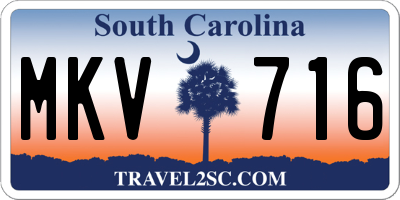SC license plate MKV716