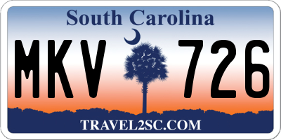 SC license plate MKV726