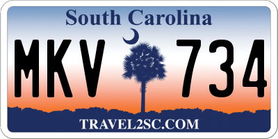 SC license plate MKV734