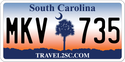 SC license plate MKV735