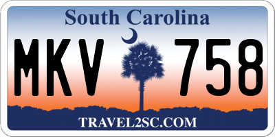 SC license plate MKV758