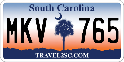 SC license plate MKV765