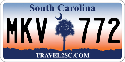 SC license plate MKV772