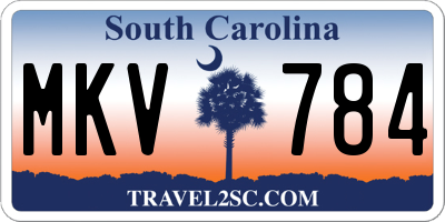 SC license plate MKV784