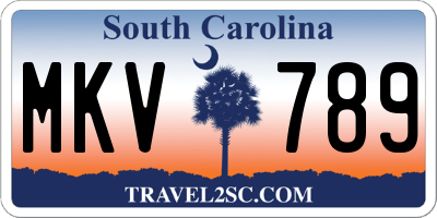 SC license plate MKV789