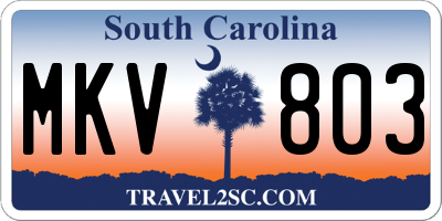 SC license plate MKV803