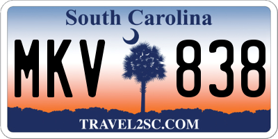 SC license plate MKV838