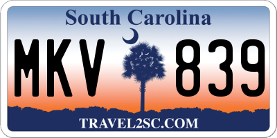 SC license plate MKV839