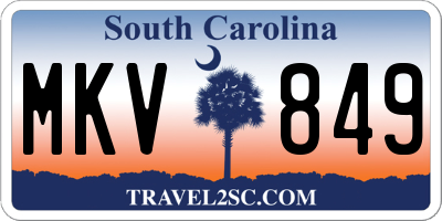 SC license plate MKV849