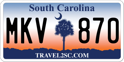 SC license plate MKV870