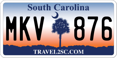 SC license plate MKV876