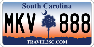 SC license plate MKV888