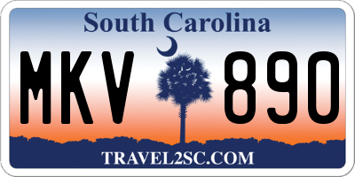 SC license plate MKV890