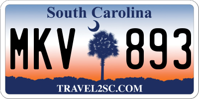 SC license plate MKV893