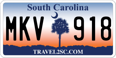 SC license plate MKV918