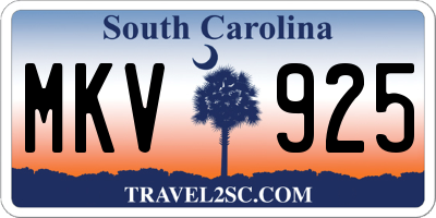 SC license plate MKV925
