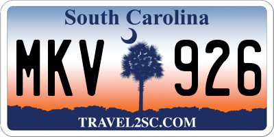 SC license plate MKV926