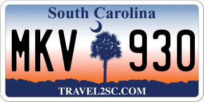 SC license plate MKV930
