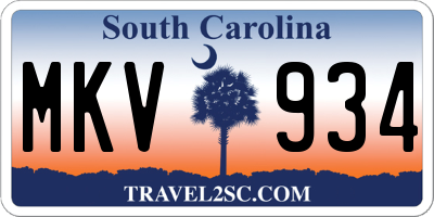 SC license plate MKV934