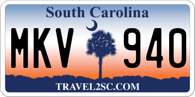 SC license plate MKV940