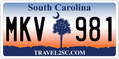 SC license plate MKV981