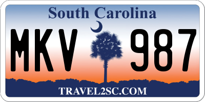 SC license plate MKV987