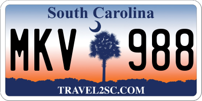 SC license plate MKV988