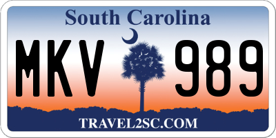SC license plate MKV989