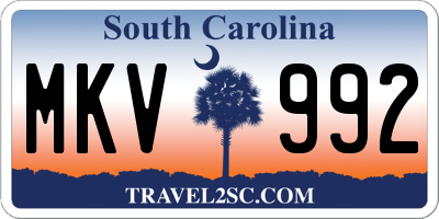 SC license plate MKV992