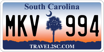 SC license plate MKV994